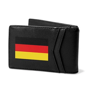 Cartera de hombre Bandera Alemana negra de cuero PU delgada resistente a RFID doble pliegue - Imagen 1 de 6