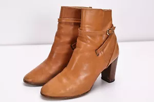 MASSIM0 DUTTI Womens Strap Leather Booties Brown Sz 40 - Picture 1 of 12