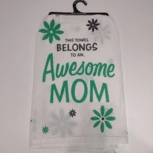 Hermosa toalla de cocina - mamá impresionante - blanca y verde - 28 x 28 pulgadas. PBK. - Imagen 1 de 4