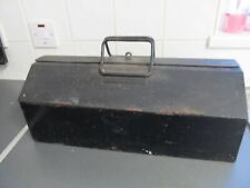 Vintage Black Metal Tool Box with Tray Storage Toolbox 60's 70's SHED FIND