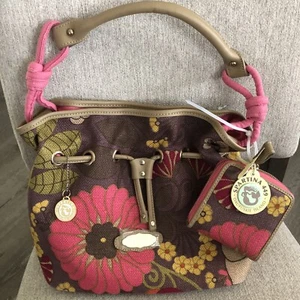 Spartina 449 Daufuskie Island Leinen Leder Sarah Floral Bucket Handtasche & Geldbörse - Bild 1 von 15