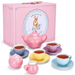 13 Piece Complete Toddler Porcelain Tea Party Set - Exquisite Tea Cup Set for Li - Picture 1 of 7