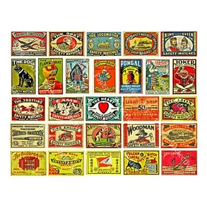 Vintage Label Art, Safety Matchbox Label REPRODUCTION Stickers, 1 Collage Sheet - Picture 1 of 1