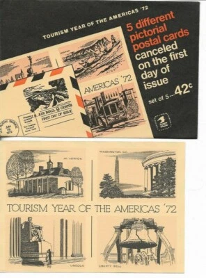 5-1972-FIRST DAY POSTAL CARDS-TOURISM YEAR OF THE AMERICAS - Image 1 of 4