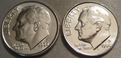 SELLING AS SHOWN - 1994 P & 1994 D UNCIRCULATED ROOSEVELT DIMES * 2 DIMES ** 453 - Image 1 of 4