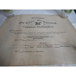 Grammar Department Certificate Graduation Speer Unframed 1910 Bridgeport CT - Picture 1 of 4