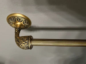Vintage Brass Towel Bar Rack Wall Hanging Ornate 25" - Picture 1 of 12