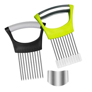 Stainless Steel Onion Slicer Holder and Finger Guards for Cutting - Food Slic... - Picture 1 of 7