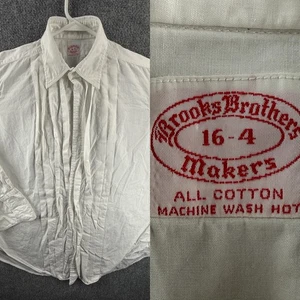 VTG Brooks Brothers Makers Hot Wash White Formal Dress Shirt Pleated 16-4 Point - Picture 1 of 24