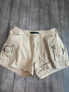 Y2K Abercrombie & Fitch Khaki Cargo Shorts Button Fly Size 28 - Picture 1 of 8