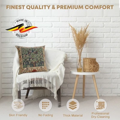 William Morris Tree of Life Pillow Cover | 16x16 Belgian Jacquard Cushion - Image 1 of 4