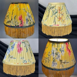 De Colección Par 2 Tonos de Lámpara de Mesa Boudoir 10" Floral Azul Rosa Amarillo Flecos Uno Deslizable - Imagen 1 de 23