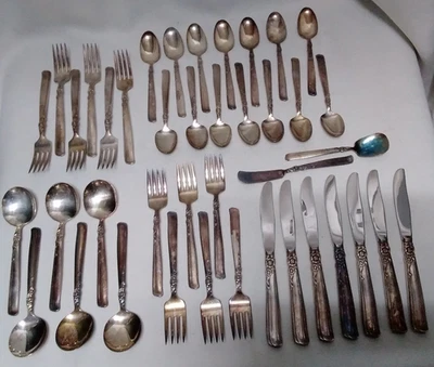 Vtg 41 Piece 6 Place Set Of Oneida Prestige Gay Adventure Silver Plate Flatware - Image 1 of 4