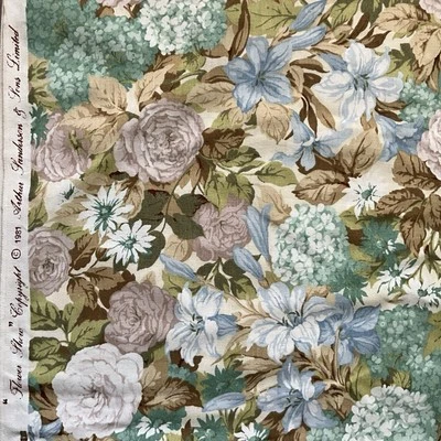 Tecido de algodão vintage 1981 Arthur Sanderson Flower Show decoração para casa 7 3/4 jardas x 50"W - Imagem 1 de 4