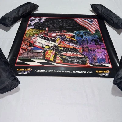 Póster autografiado de artista Sam Bass NASCAR 2001 (firmado 2002) 22 1/2 x 21 Foto 1 de 4