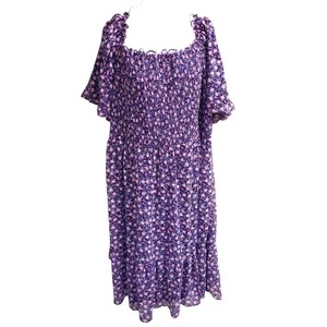 Lauren Conrad lila Blumen Puffärmel Midikleid 4X Landhaus feminin weich Mädchen - Bild 1 von 11