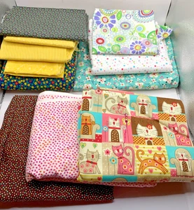 Assorted Cotton Fabric 10+ Yds Total Quiting Sewing 10 Different Patterns/Colors - Picture 1 of 4