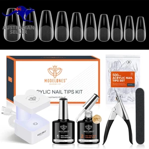 Nail Tips and Glue Gel Kit, Gel X Nail Kit with 4 in 1 Nail Glue, 500Pcs Nail Ti - Picture 1 of 12