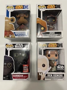 Star Wars Funko Pop Lot Hammerhead 37, Jawa 20, Ben Kenobi 99, Garindan 127 - Bild 1 von 6