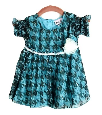 Vestido de festa Little Lass meninas feriado Páscoa tamanho 5 azul água cinza branco - Imagem 1 de 4