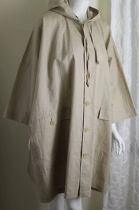 AMAZING! Eskandar O/S 1 2 Natural Beige HOODED Rain Poncho Coat Jacket - Picture 1 of 13