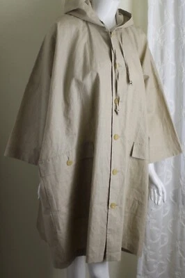 AMAZING! Eskandar O/S 1 2 Natural Beige HOODED Rain Poncho Coat Jacket - Image 1 of 4