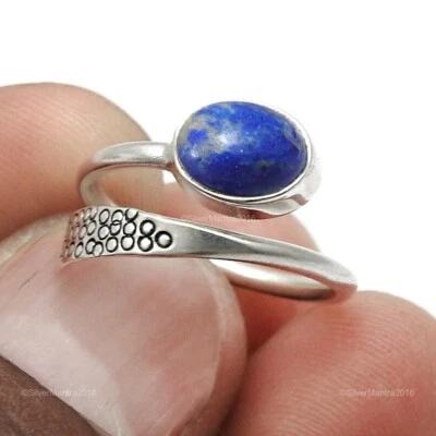 Anello Cocktail Unico In Argento Sterling Con Gemma Lapis Lazuli Misura 5.5 - Immagine 1 di 4