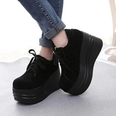 Женские готические панк шнурует вверх круглый носок сутулиться платформе Creeper туфли-лодочки 2018 - Изображение 1 из 4