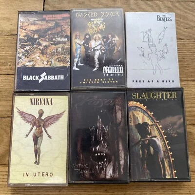 VTG Rock Band Cassette Tape Lot Of 6 Nirvana, Black Sabbath, Slaughter Etc. - Image 1 of 4