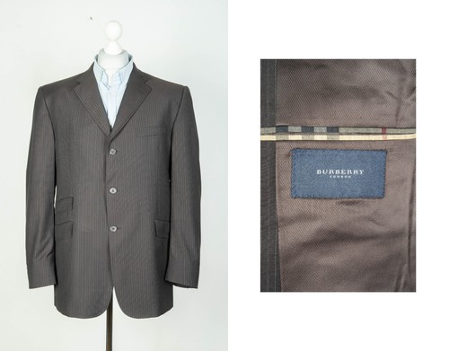 Blazer da uomo grigio Burberry London Super 120s lana con bottoni taglia 44