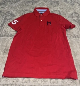 Neu Tommy Hilfiger maßgeschneiderte Passform rotes Poloshirt 1985 klassisch Herren Größe Small - Bild 1 von 6