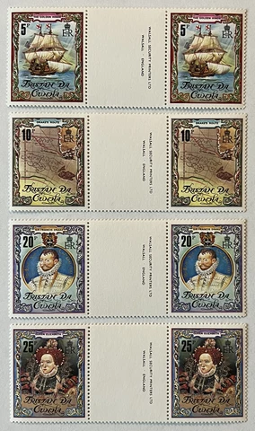 1980 TRISTAN DA CUNHA STAMPS #278-281 MNH GUTTER PAIRS SET SIR FRANCIS DRAKE Cover