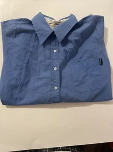 Regatta (L) Mens Blue Long Sleeve Button Down Shirt 100% Cotton - Picture 1 of 8