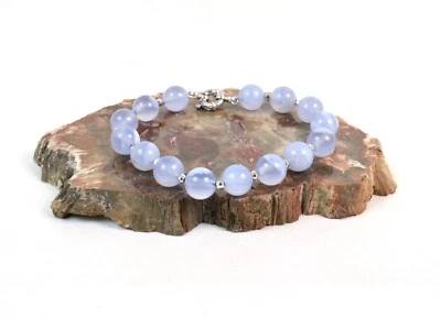 Bracciale in Calcedonio con Intercalari e chiusura Argento 925. Made in Italy - Immagine 1 di 2