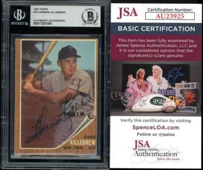 Harmon Killebrew Beckett BAS JSA COA Signed 1962 Topps Autographed - Image 1 of 2