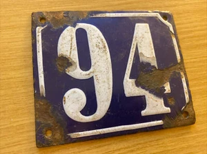 AN ORIGINAL ANTIQUE FRENCH ENAMEL HOUSE NUMBER QUARTE-VINGT-QUATORZE (94) - Picture 1 of 6