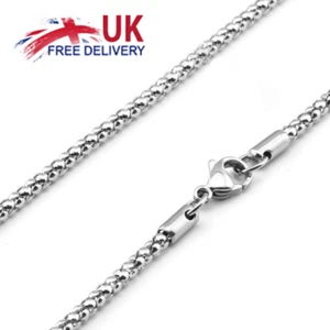 Stainless Steel Chain Square Rolo Box Pearl Link Curb Cuban Necklace Men Jewelry - Picture 1 of 7