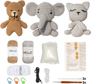 Crochet Kit for Beginners, Wobbles Crochet Animal Kit for Adults and Kids 12+, C
