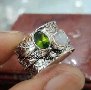 Peridot Ring, 925 Sterling Silver Band& Statement Ring Handmade  Ring All Size - Picture 1 of 2
