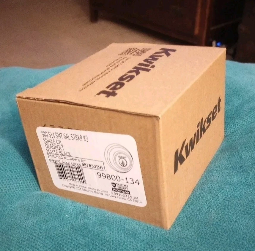 Kwikset 980-514S.STRKP Single Cylinder Deadbolt Signature Series - Matte Black