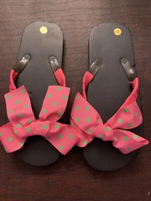 Chanclas negras para adultos talla mediana nunca usadas rosa verde lunares Foto 1 de 4