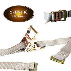 2-PK 2inx16ft E-Track Ratchet Tie Down Straps 3000LBS Break Strength 1000LBS WLL - Picture 1 of 12