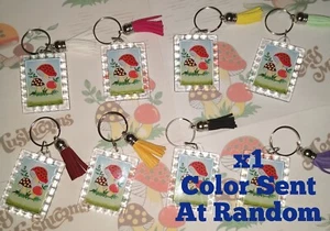 Merry Mushrooms Theme Small Scalloped Small Keychain + Magnet - Picture 1 of 1