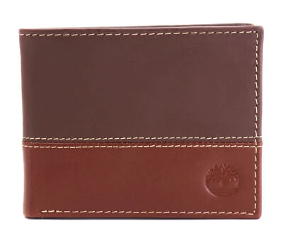 Timberland Men's Genuine Two Tone Leather Credit Card Billfold Commuter Wallet - Image 1 of 4