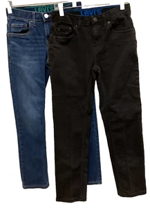 LOT of 2 Levi's Boys Denim Jeans-502 Black Taper & 511 Blue Slim Fit (Size 10) - Picture 1 of 7