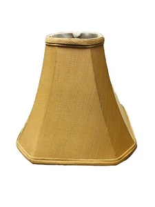 Abat-jour tissu beige 10" de haut forme cloche lambrissé araignée laveuse - Photo 1/18
