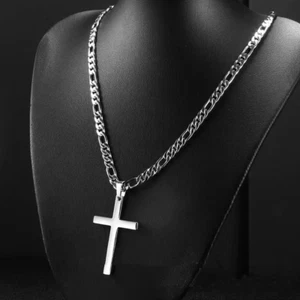 Halskette Edelstahl Geschenk Männer Kreuz Anhänger stylische moderne Halskette - Bild 1 von 5