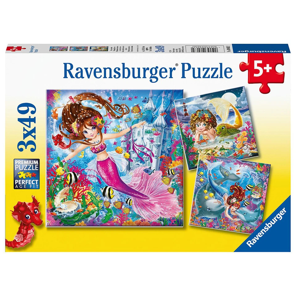 3x49pc Ravensburger Charming Mermaids Theme Jigsaw Kids/Childrens Puzzle 5Y+ - image 1 of 1