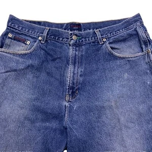 VTG Y2K 90's Tommy Hilfiger Logo Patch Carpenter Baggy Jeans 38/34DISTRESSED - Picture 1 of 15