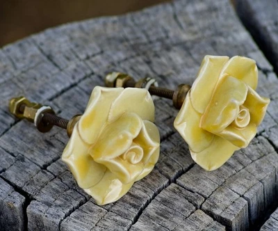 ВИНТАЖНЫЙ керамический выдвижной ящик тянет желтый ретро ар-деко стиль реставрационные проекты - Изображение 1 из 4